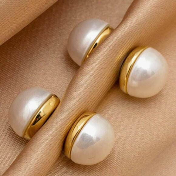 Pearl Synthetic Magnetic Earrings - 2 pair of Earrings Lymphatic Magnetotherapy - Picture 4 of 4